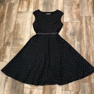 Casual Corner Black with White Polka Dots Dress Women’s Size 8 Petite
